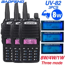 3PCS 8W Baofeng UV 82 ווקי טוקי VHF UHF משדר UV82hp CB רדיו חם Dual Band 136- 174/400-520MHz ציד שתי דרך רדיו(China)