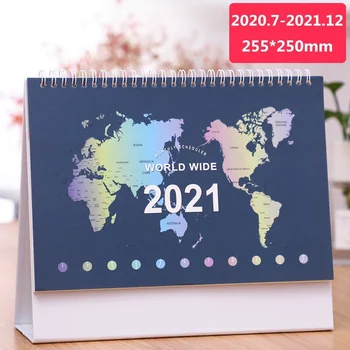 2021 kreatywny prosty kalendarz biurkowy DIY mapa świata kalendarze dzienny miesięczny terminarz 2020 07-2021 12 tanie i dobre opinie nbyinto CDR2021 Paper Drukowanie kalendarz Ramka na zdjęcia Tabela kalendarz
