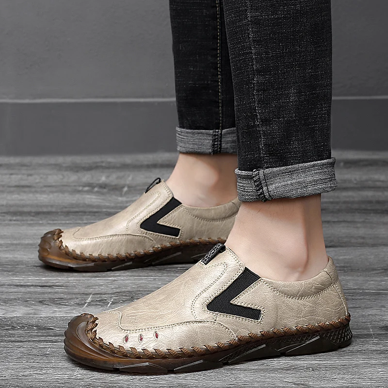  Mens Loafers Handmade Leather Mens Casual Shoes Autumn Comfortable Mens Designer Shoes Men Classic Zapatillas Hombre