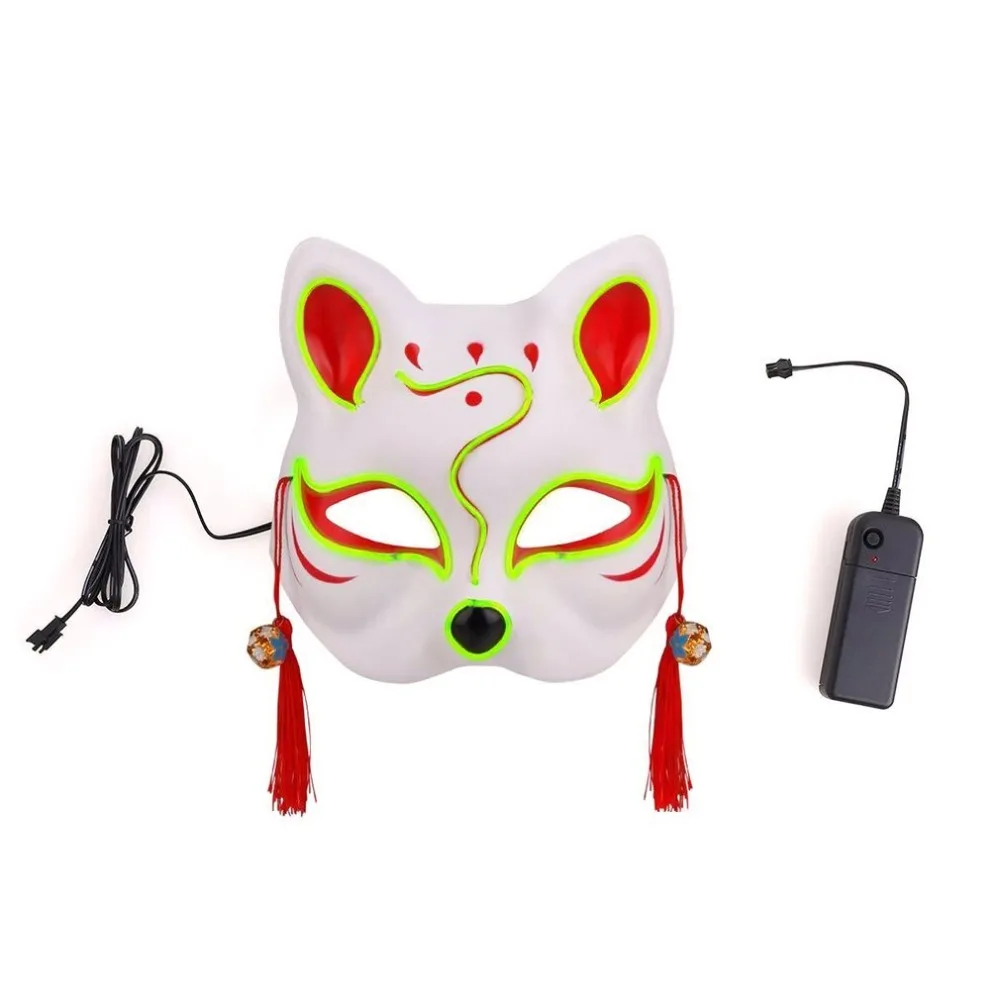 Paty Women'S Mask Beauty Fox Cold Light Mask Halloween Dance Party El Light Mask Led Gift Fashion Portable