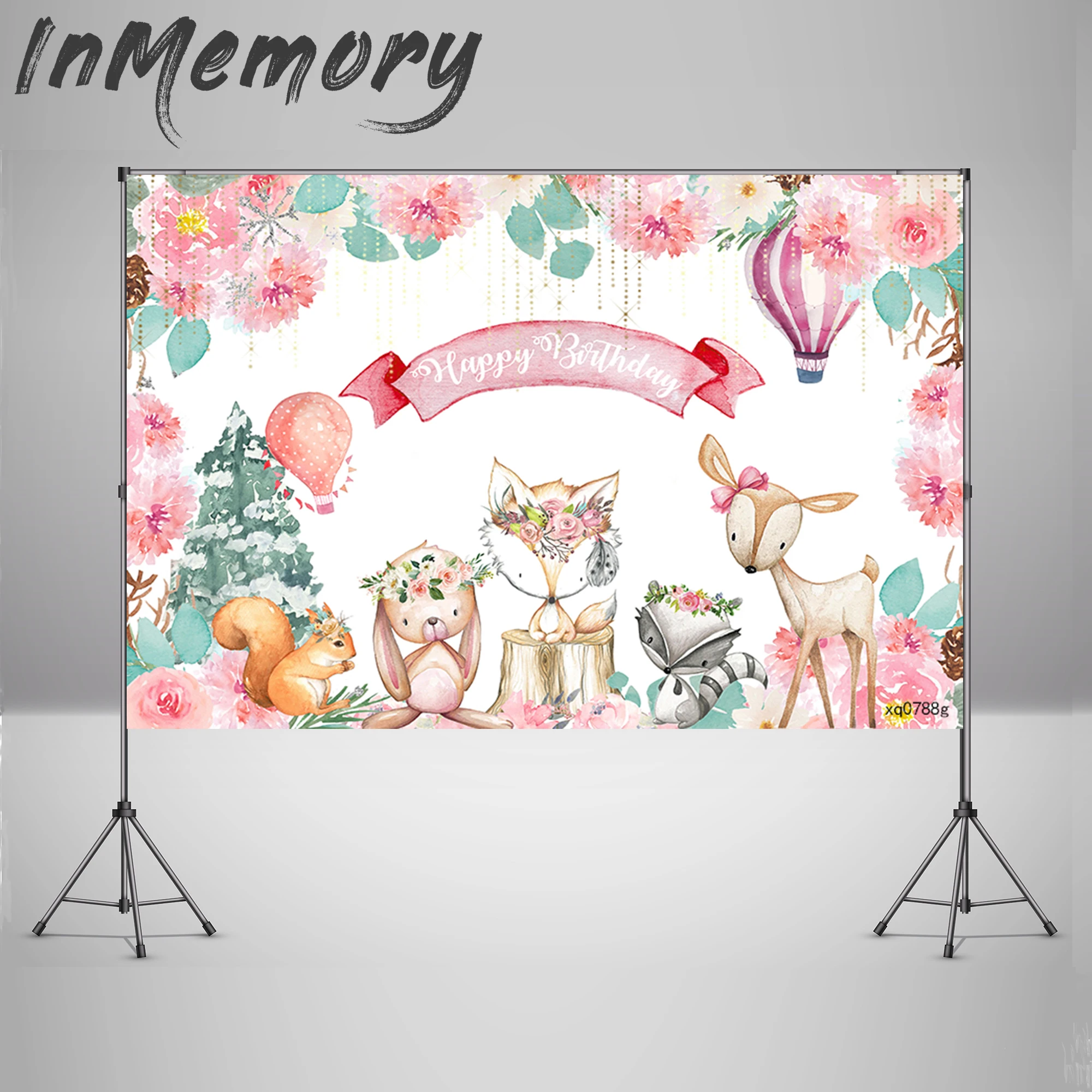 Розовый лесной вечерние фон с мультипликационным принтом Лиса Photo Booth дети День
