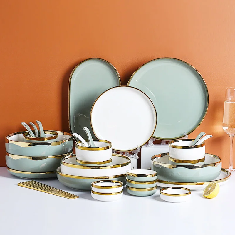 Ceramic Gold Plate Dinnerware Set