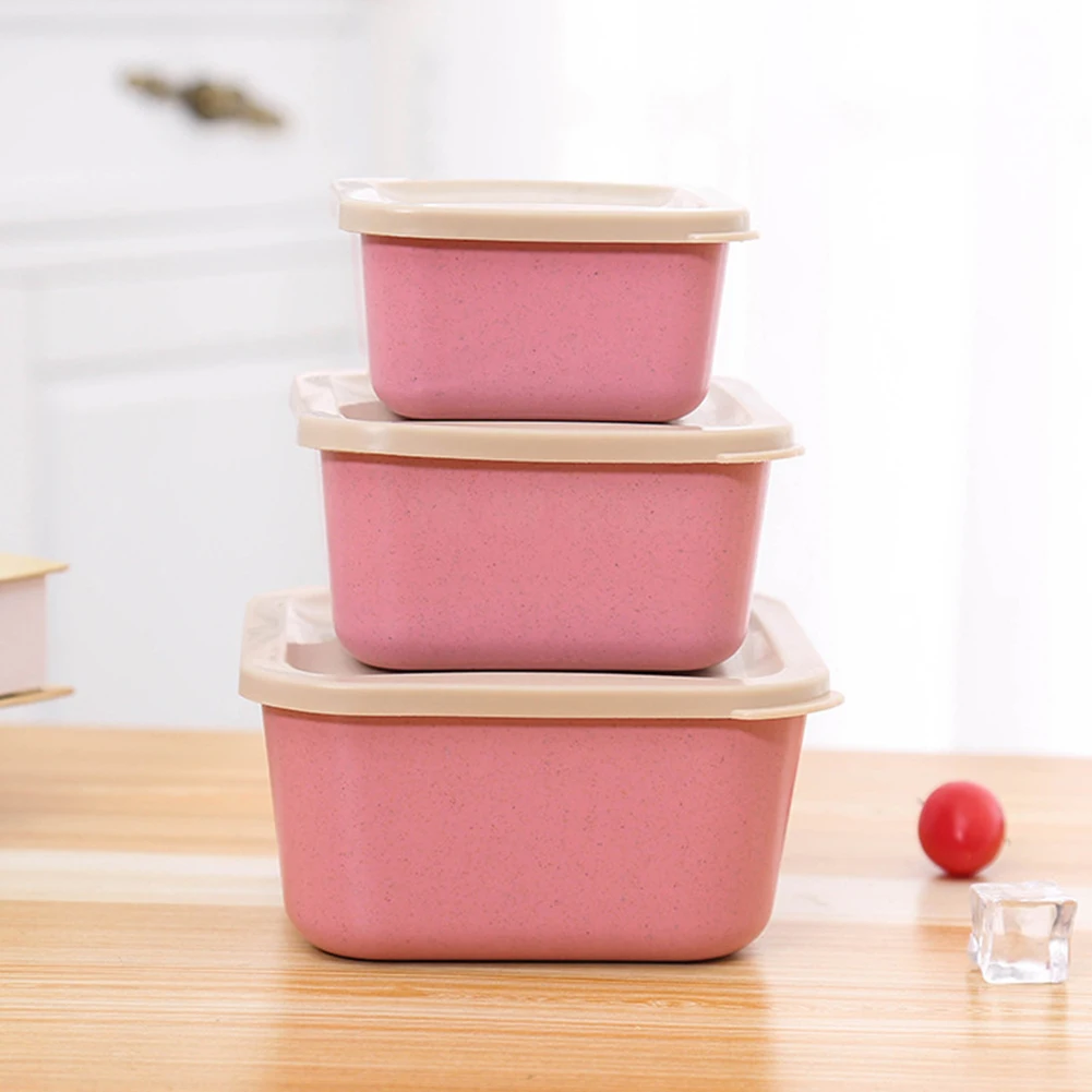 

3 pcs/set Wheat Straw Food Storage Box Folding Lunch Bowl Food Storage Container Boxes Tableware Lunchbox Dinnerware Set