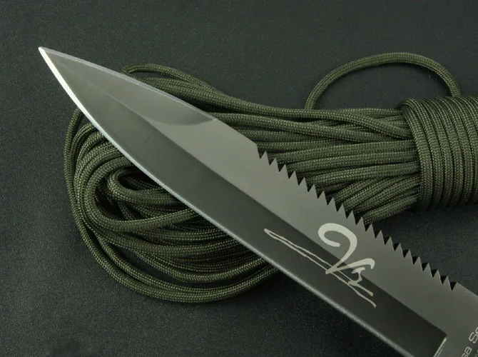 DuoClang Спайк окисленный черный 7Cr17Wov стальной нож с фиксированным лезвием с кожаной оболочкой для военного боевой выживания