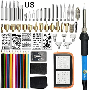 

71pcs Soldering Iron Carving Pyrography Tool Wood Embossing Burning Soldering Pen Set Welding Tips Kit US/UK Plug