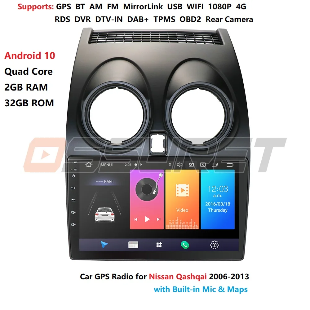Android 10 Quad Core Double 2 Din 9 Inch 2G RAM 32G ROM Car NON DVD Player Multimedia Player for Nissan Qashqai J10 2006-2013 Android 10 Quad Core Double 2 Din 9 Inch 2G RAM 32G ROM Car NON DVD Player Multimedia Player for Nissan Qashqai J10 2006-2013