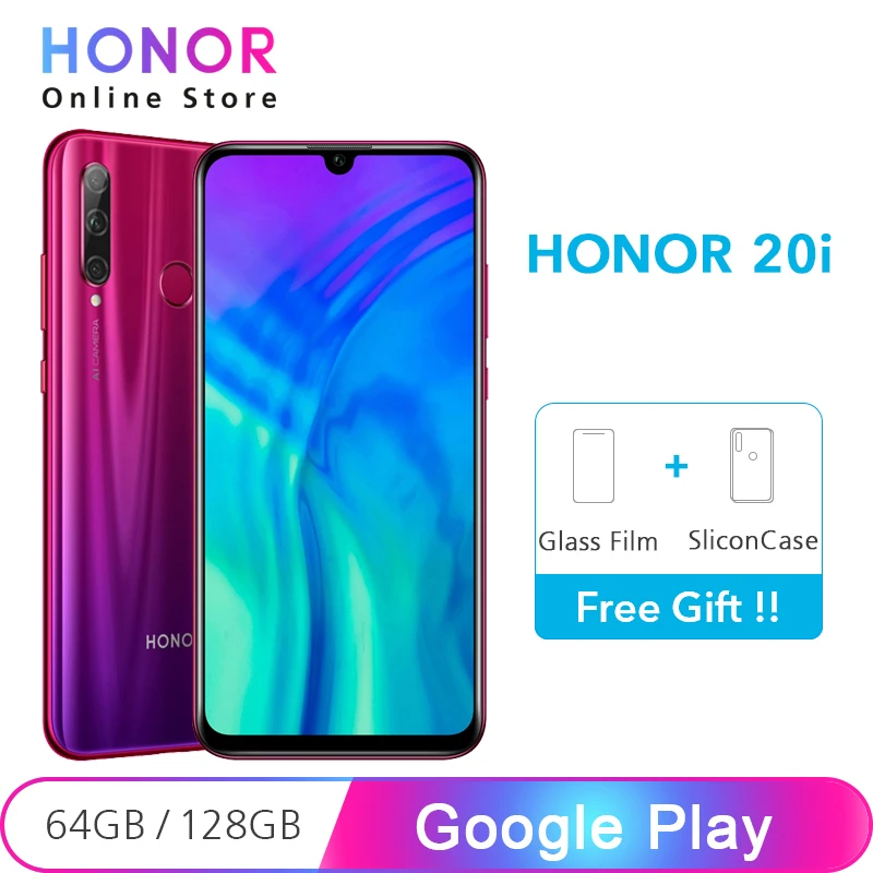 Смартфон Google Play Honor 20i 6 ГБ 64 ГБ 4 ГБ 128 ГБ Kirin 710, фронтальная камера 32 МП, задняя камера 24 МП, тройная камера 6,21 дюйма, мобильный телефон 2340X1080