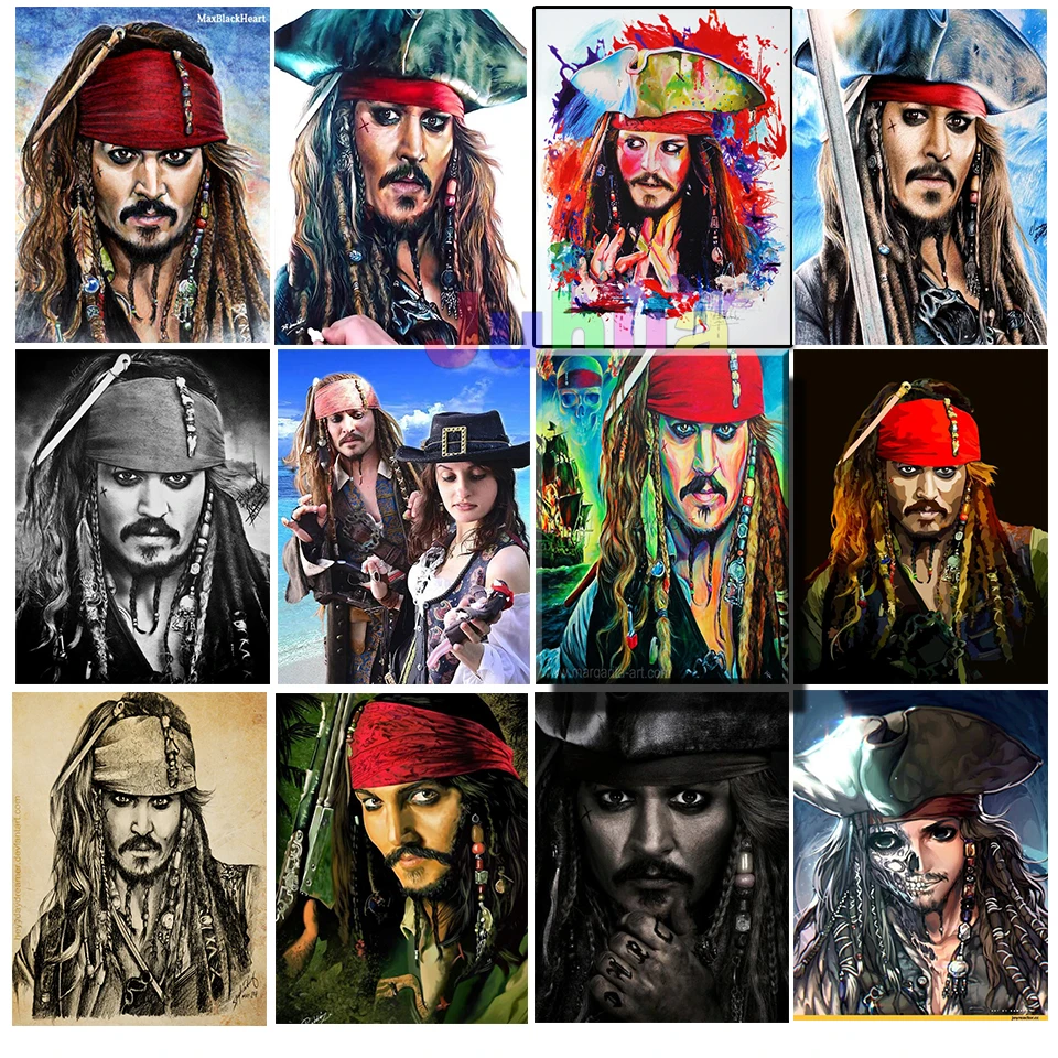 Painting Diamonds Pirates Caribbean | Diamond Painting Jack Sparrow -  Disney Art 5d - Aliexpress