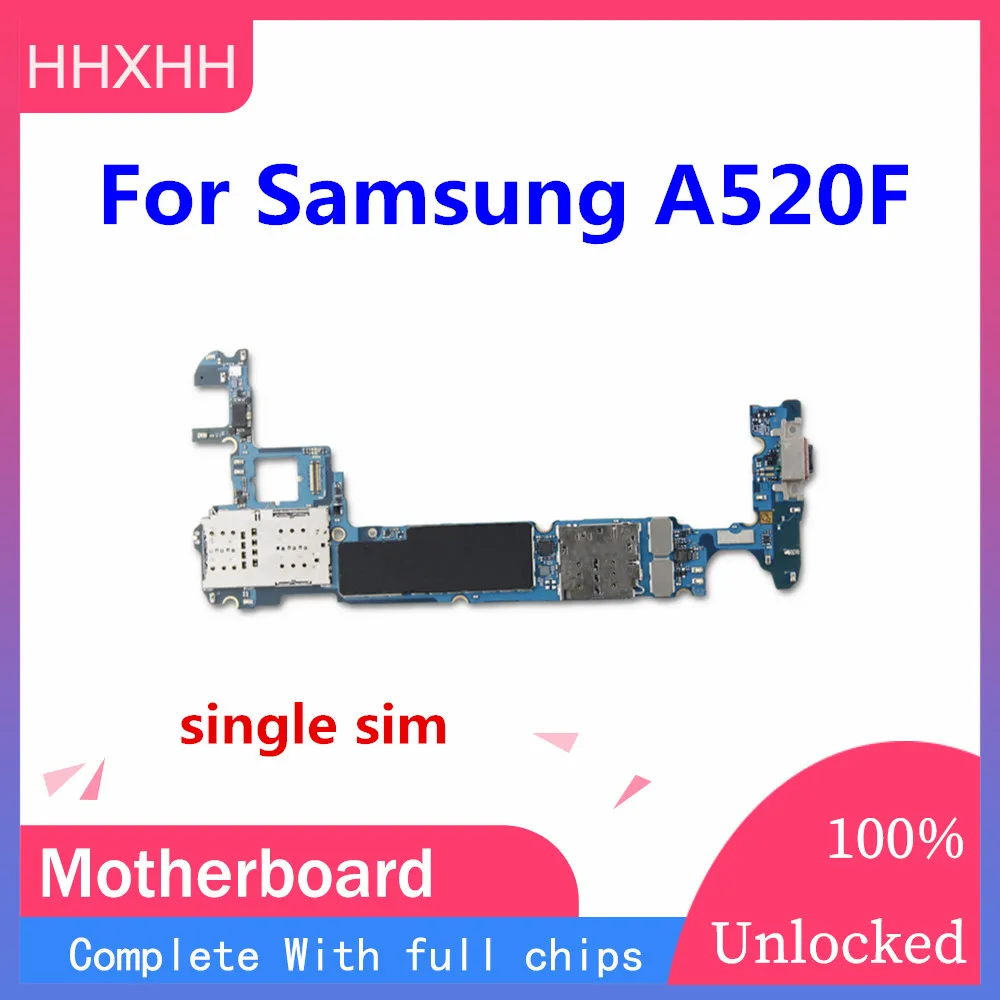 

Original Unlocked for Samsung Galaxy A5 A520F motherboard 32GB version fee with Android system single sim A520F card replaced