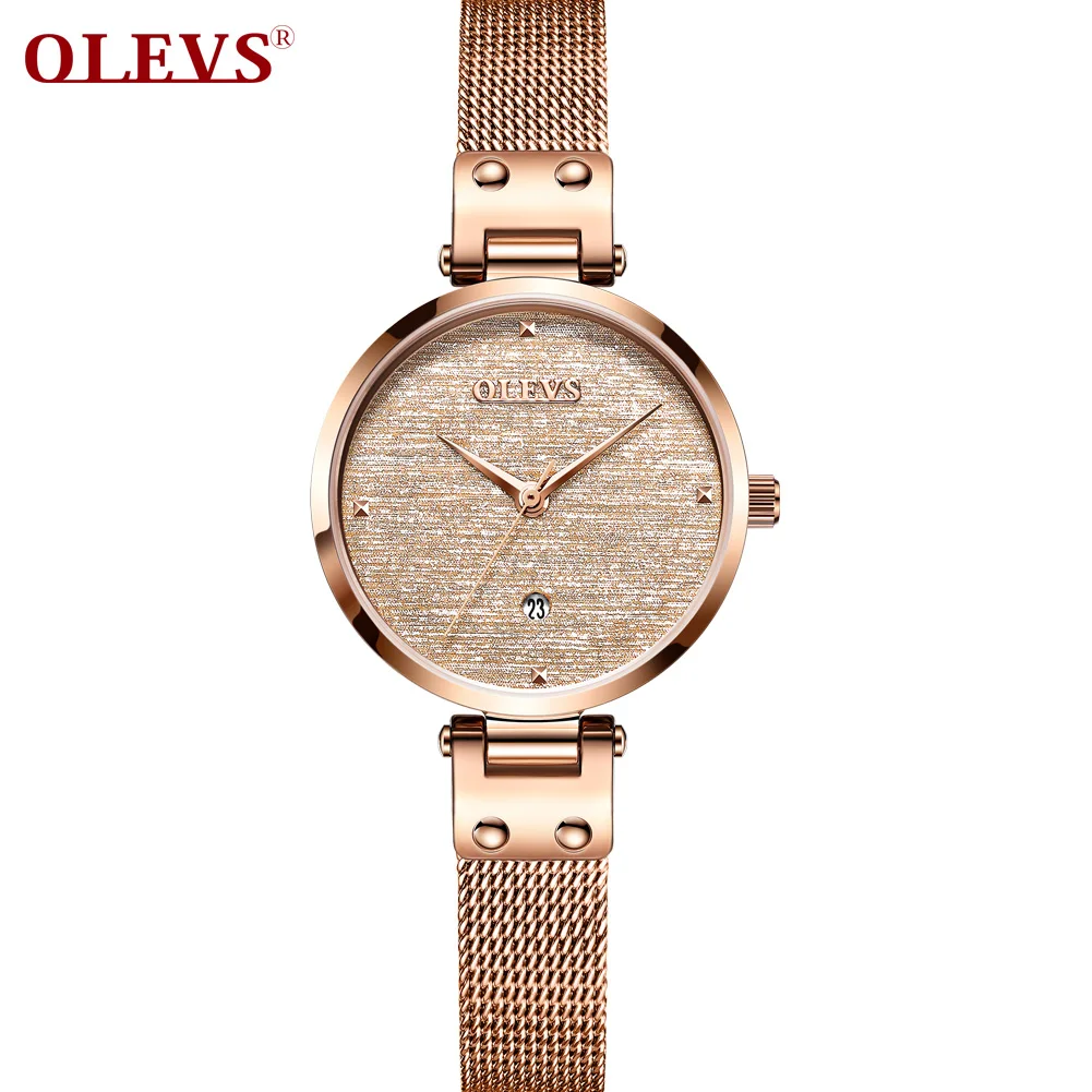 

OLEVS Rose Gold Watch Women Quartz Watches Ladies Top Brand Crystal Luxury leathe Wrist Watch Girl Clock Relogio Feminino