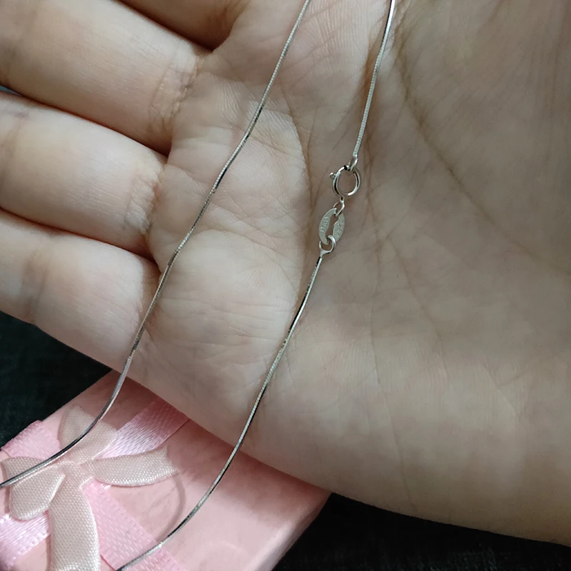 40cm45cm Real Pure Simple Snake Chain Necklace 925 Sterling Silver Chain Choker Metal Necklaces Chains (4)