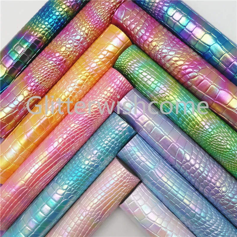 Винил Glitterwishcome размера A4 21 х29 см для бантов тисненые листы под крокодиловую кожу