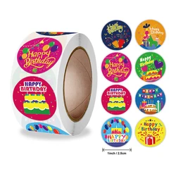 100-500PCS 1inch Cute Happy Birthday Stickers Birthday Gift Decoration Kids toys Gift Package Sealing Label Stationery Stickers