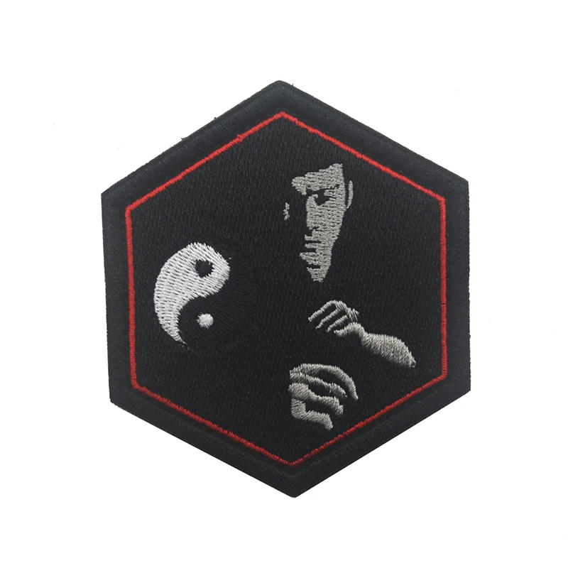 

3D Embroidered Patch Taiji Figure Bruce Lee Embroidered Stripe Suit DIY Stripe Sticker Clothes Denim Backpack Decoration Icon