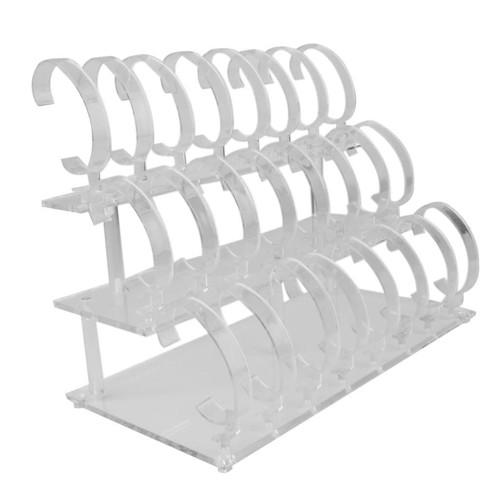 

3-Tier Acrylic Watch Bracelet Display Rack Stand Holder Jewelry Storage - Transparent