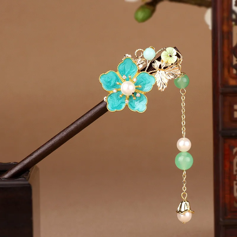 Original Ornament Handmade Antique Hairpin Female Coiled Wood Pearl Tassel Step Shake | Украшения и аксессуары