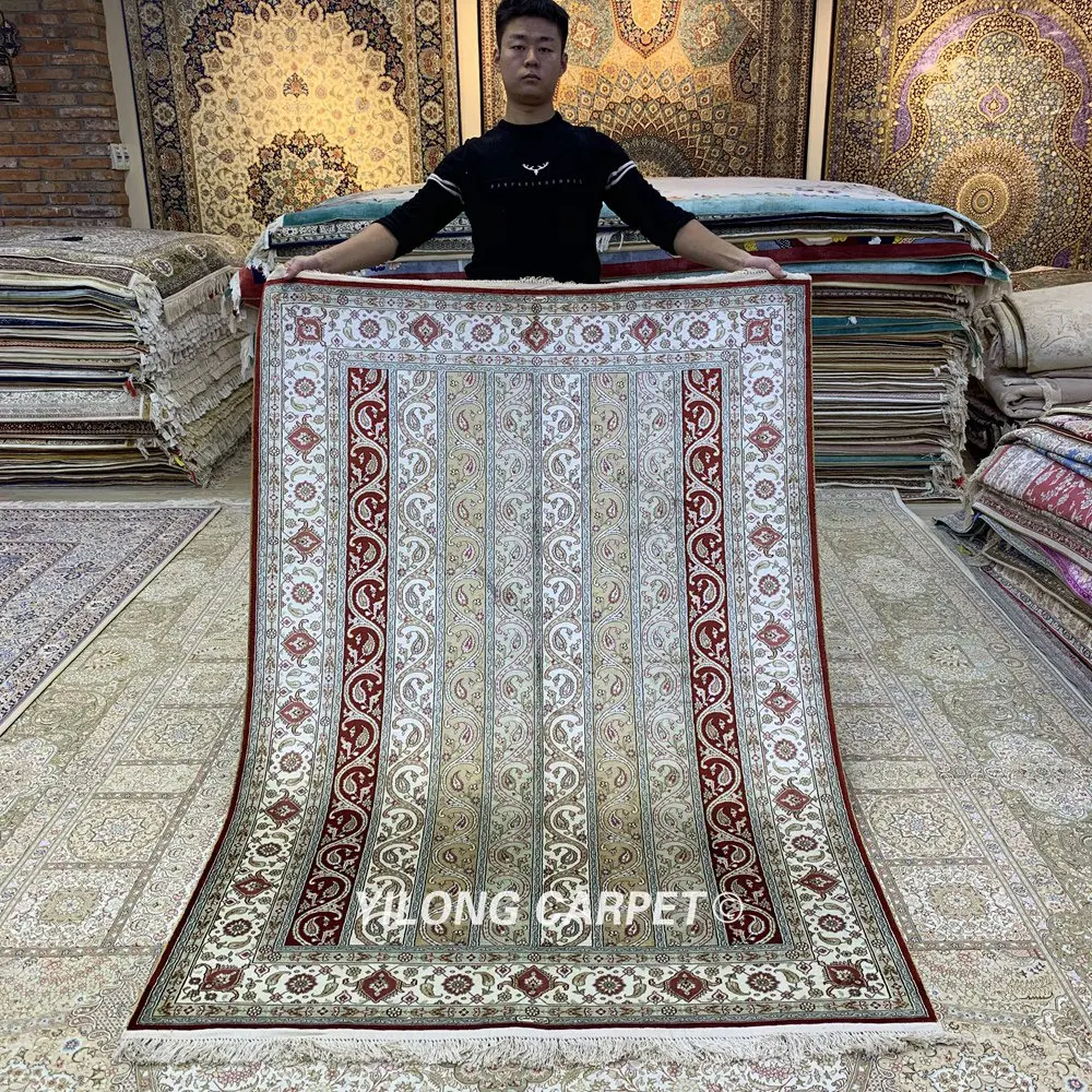 Yilong 4,5 'x6. 5' ковер ручной работы для гостиной, шелковый ковер ручной работы(HF317B