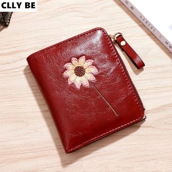 

Small Women Wallet Leather Female Flower Embroidery Purse Brand Designer Ladies Wallets Coin Purse Young Girl Purse Card Holders
