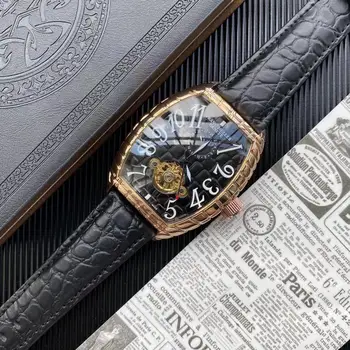 

Frank Miller-Tourbillon Automatic Mechanical Movement Men's Luminous Fashion Trend Swiss Brand Mechanical Watch Calfskin Stainle