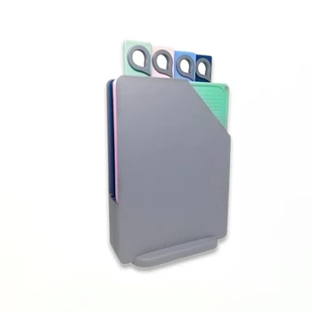 

4 PC Non-slip Food Preparation Chopping Board Set Fruit Multifunction Vegetables Color Coded Cutting Board Kitchen With Stand