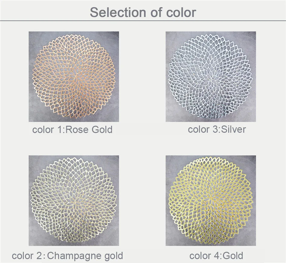 Placemat For Dining Table PVC Plastic Hollow Insulation Round Baroque Mediterranean Coaster Pads Table Bowl Mats Home Decor 36cm