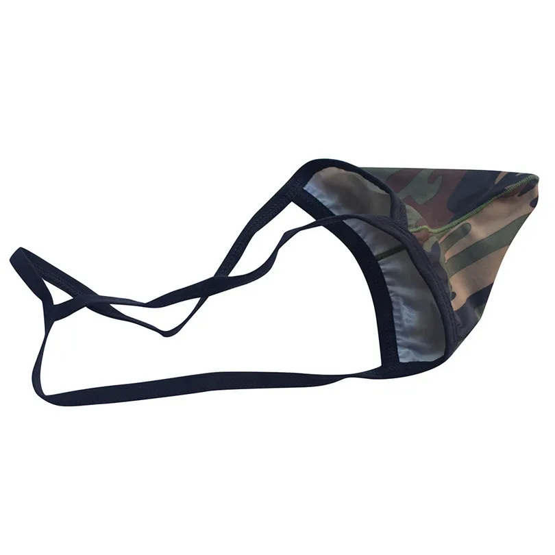 Men's breathable Sexy Underwear Transparent See camouflage thong panties Through Shorts Hot Lip Print Underpants  #3S24 (1)