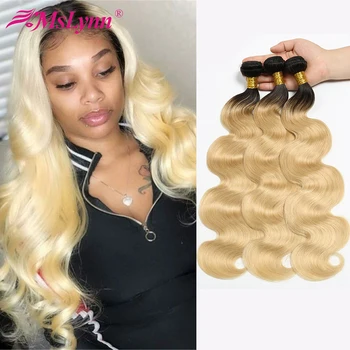 

Body Wave Bundles 1b 613 Ombre Hair Bundles Brazilian Hair Weave Bundles Blonde 3 Bundles Human Hair Mslynn Remy Hair