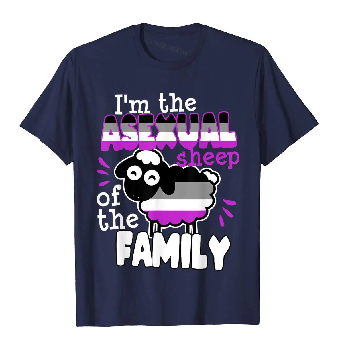 Asexual Sheep of The Family Funny Pride Flag LGBTQ T-Shirt__B12885navy