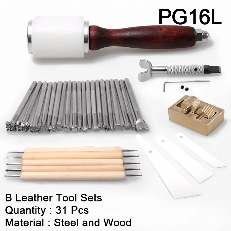 B Leather Tool Sets Набор кожаных инструментов для рукоделия, инструменты для резки кожи, нож для резки/молоток/кожаный поворотный нож/ящик для хранения инструментов - Цвет: B Leather Tool Sets