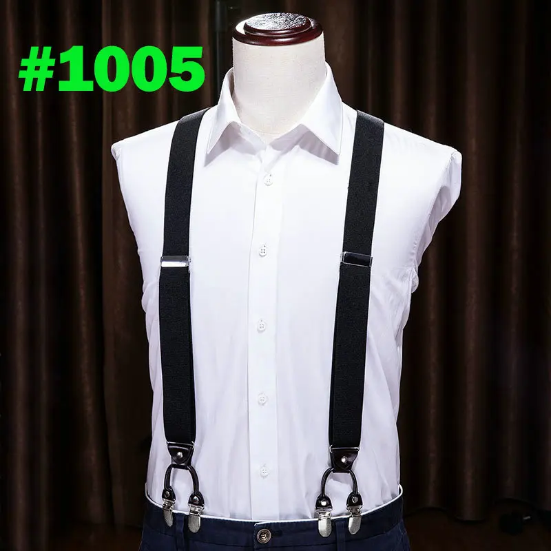 B-1005 Barry. wang Adjustbale Y shape подтяжки 6 зажим подтяжки винтажные женские брюки подтяжки для мужчин брюки свадебные 9 цветов 1001 - Цвет: B-1005