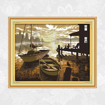 

The Sunset Scenery Patterns Counted Cross Stitch kit Cotton Thread Embroidery Set DIY Handmade Home Decoration Crafts