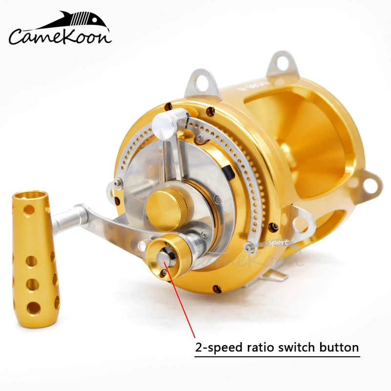 CAMEKOON, Обычная катушка для крючкового лова в соленой воде, 2 скорости, 45 кг, максимальная тяга, глубокая Морская Лодка, большая игра, тролловая катушка спиннинга
