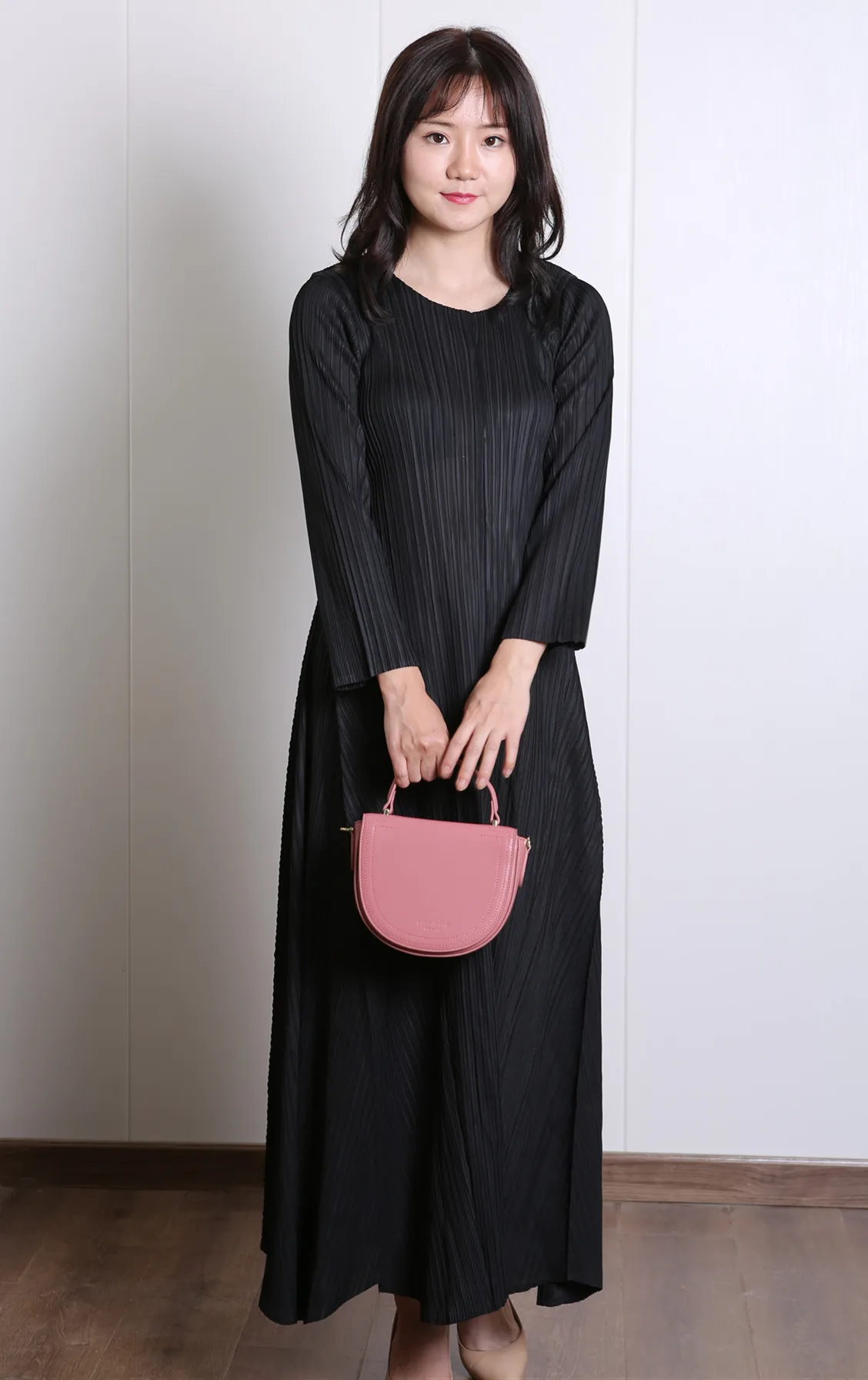 

Pleated Slim Fit Long Sleeve Pleated Solid Color Comfortable Fashion Cool Dress