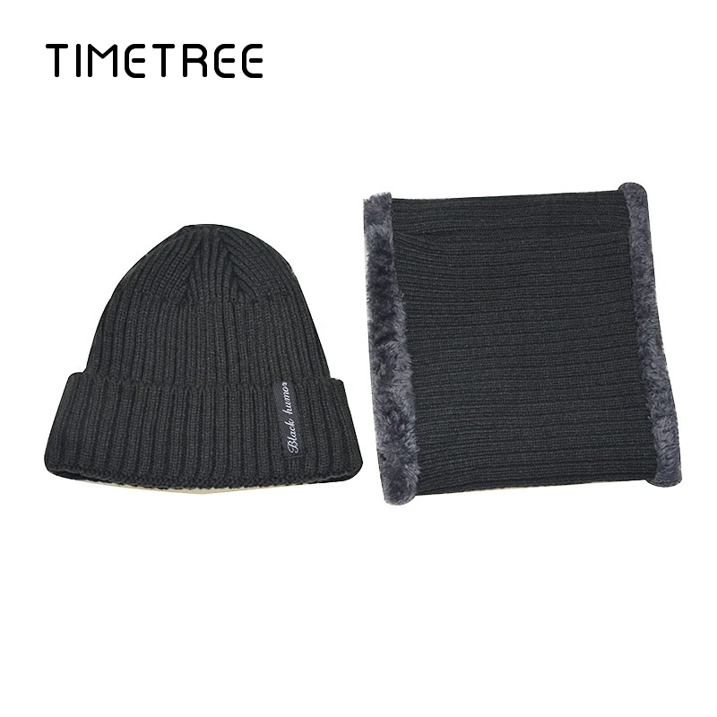 TIME TREE/теплый зимний шарф, вязаные шерстяные шапки, набор женских утолщенных шапочек в плюшевой шляпе, Мужская Спортивная повседневная мягкая женская шапка