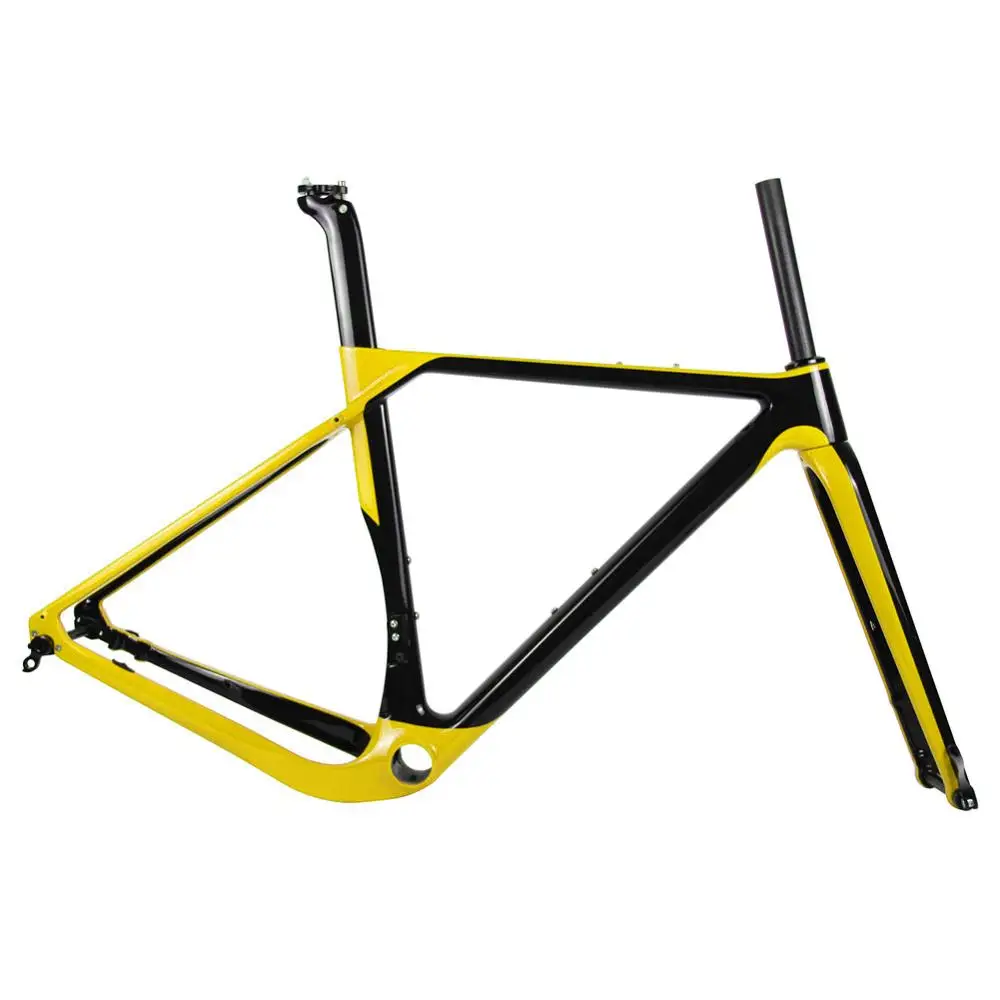 Spcycle T1000 полный карбоновый гравий рама Аэро дисковый тормоз Велокросс рама велосипеда дорожный велосипед набор Рам макс шины 700* 40C или 27,5*2,1" - Цвет: Yellow Color