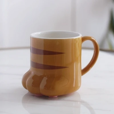 Скандинавский стиль Милая кошачья лапа Подложка для мяса креативная керамическая кружка чашка для воды керамическая кофейная чашка детский подарок - Цвет: brown