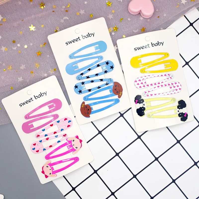 High quality 6 pieces / set of girls hair clips BB folder 5 cm painted children's bangs clip