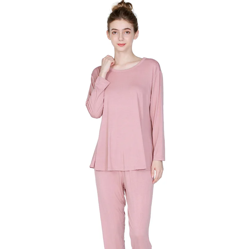 Красный Pijama новые модальные домашние костюмы с длинными рукавами комплект из двух предметов, женские повседневные пижамы, КОСТЮМЫ СВОБОДНАЯ Пижама, рубашка+ штаны, комплект из 2 предметов - Цвет: Красный