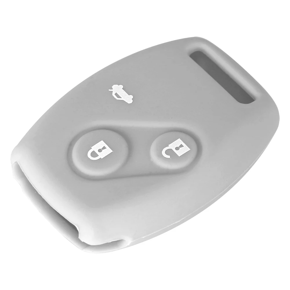 KEYYOU силиконовый чехол для ключей от машины чехол для Honda Fit Civic Jazz пилотное соглашение Freed высвобождаемый пилот StepWGN Insight Key протектор - Цвет: 3 Buttons grey