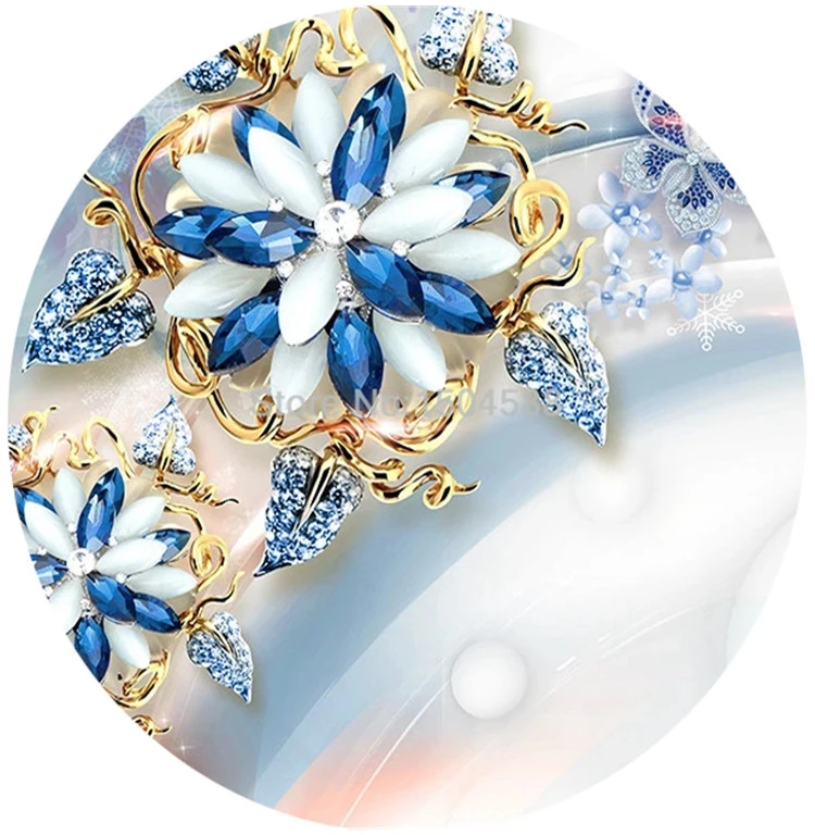 Personalizado mural papel de parede 3d estéreo azul jóias flor pintura sala estar tv sofá luxo decoração casa para paredes 3d 11 H3d310b197e394d1293c4725b277991dfj