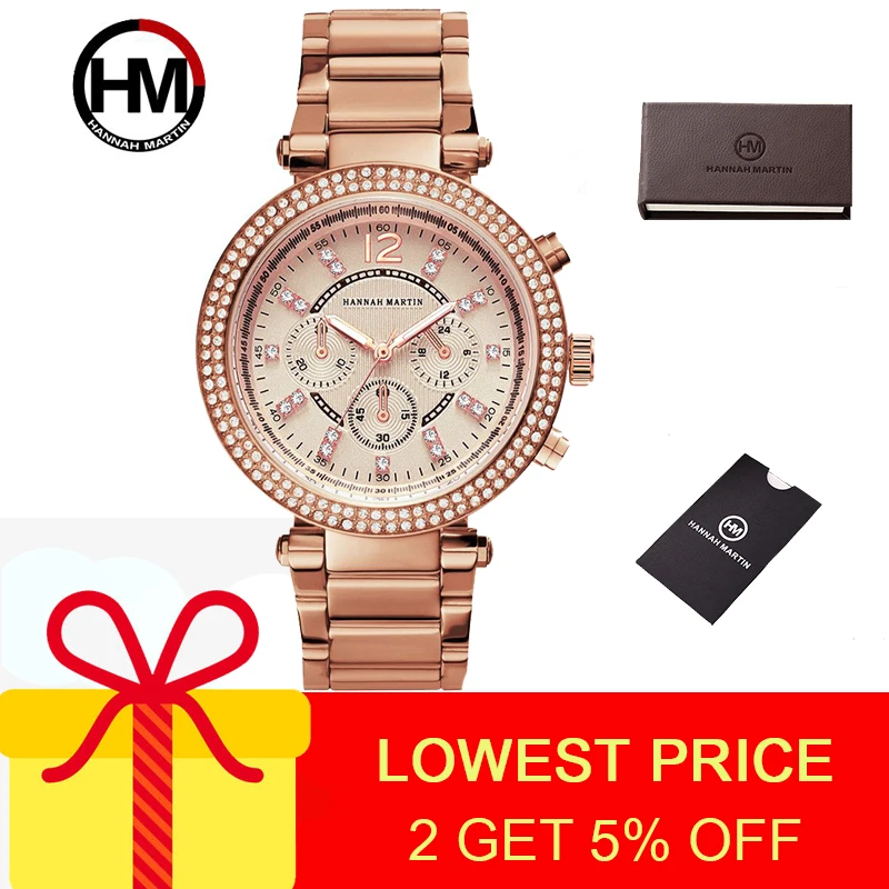 

Hannah Martin Women's Watches Quartz Watches Stainless Steel Bracelet Clasp Woman Watch Fashion Casual Quartz Wristwatches
