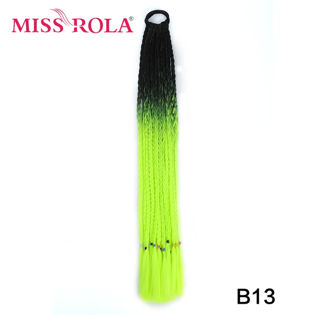 Synthetic Chignon Hair 60cm Hair Color Gradient Dirty Braided Ponytail Women Elastic Hair Rubber Band Hair Accessories Headband B13