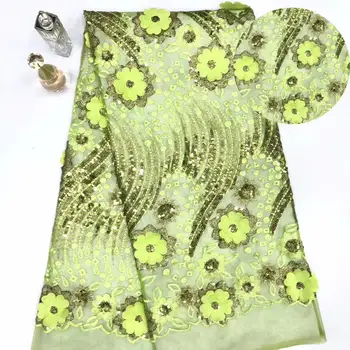 

newest 3d embroidered net lace fabric with sequins nigerian lace african lace nigeria tulle net fabric for fashion dress