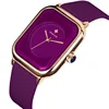 WWOOR Luxury Brand Watches For Women Fashion Square Purple Ladies Quartz Wristwatch Waterproof Silicone Band Relogio Feminino 5