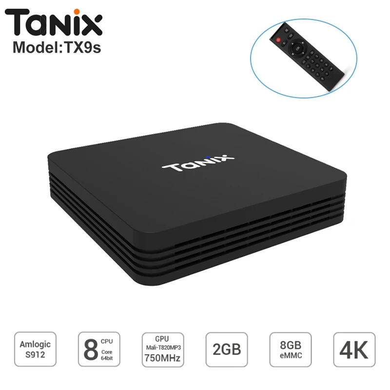 

Tanix TX9S Android 7.1 Smart TV Box 4K Amlogic S912 Octa Core 2GB RAM 8GB ROM 2.4GHz WiFi Support HDR10 H.265 4K Set Top Box