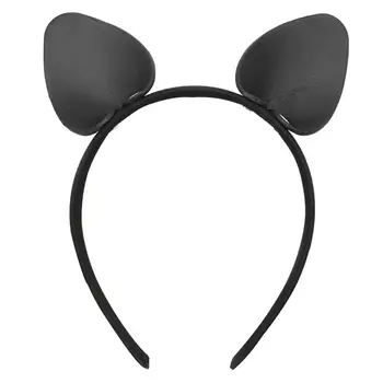 

1Pc Leather Rabbit Ear Hair Hoop Cut Cat Ear Head Bands Halloween Party Headbands Party HeaddressDIY Decoration