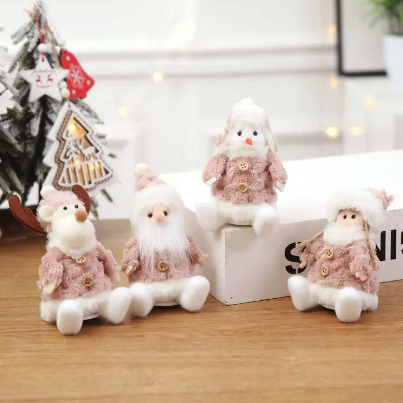 

4pcs/set Christmas Gift Santa Claus Snowman Elk Angel Doll Ornament Festival Party Xmas Table Decor Children Toy