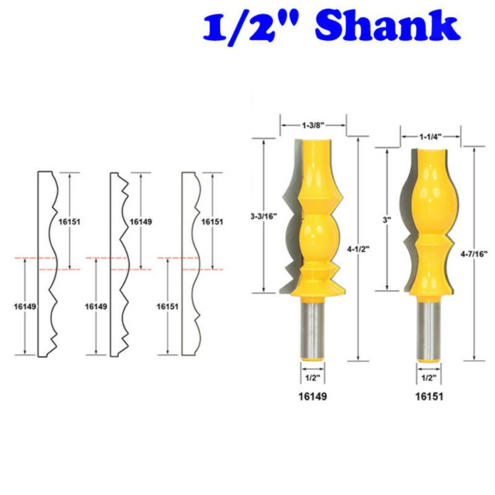 

High Quality Set Of 2PCS Large Reversible Crown Molding Router Bits Carbide 1/2-Inch Shank
