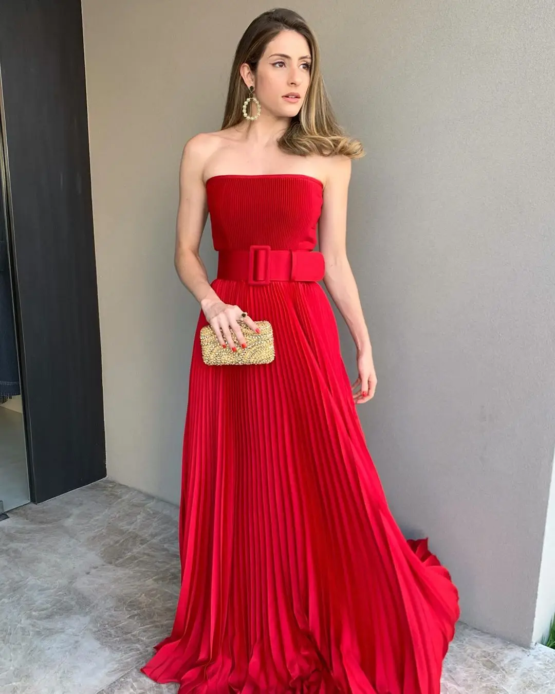 

Simple Red A Line Prom Dress 2020 Strapless Pleated Elegant Women Formal Evening Dresses Cheap Plus Size Long Party Gowns