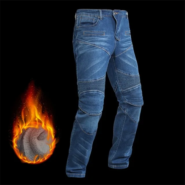 

2019 new plus velvet motorcycle riding jeans men's winter warm stretch Slim-proof anti-fall motorcycle riding pants L